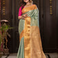 Handloom Kanjivaram Silk Saree  |  Peacock Teal