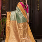 Handloom Kanjivaram Silk Saree  |  Peacock Teal