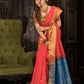 Handloom Korvai Silk Cotton Saree  |  Coral Red
