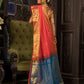 Handloom Korvai Silk Cotton Saree  |  Coral Red