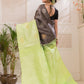 Silk Mark Certified Handloom Kanjivaram Silk Saree  |  Lime Green