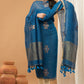 Royal Navy Blue | Handloom Jamdani Linen Unstitched 2-Piece Kurti