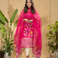 Deep Pink Muslin Jamdani -Piec2-Piece Set Kurti & Dupatta (UNSTITCHED) -748