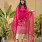 Deep Pink Muslin Jamdani -Piec2-Piece Set Kurti & Dupatta (UNSTITCHED) -748
