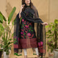 Coal Black Jamdani 2-Piece Set Kurti & Dupatta (UNSTITCHED) -740