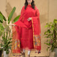 Apple Red Muslin Tissue 2-Piece Set Kurti & Dupatta (UNSTITCHED) -783