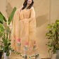 Light Cream Muslin Jamdani 2-Piece Set Kurti & Dupatta (UNSTITCHED) -774