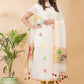 Handwoven Jamdani Linen Unstitched 2-piece Kurti  |  Pearl White