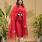 Dark Red Cotton Jamdani 2-Piece Set Kurti & Dupatta -793