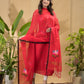 Dark Red Cotton Jamdani 2-Piece Set Kurti & Dupatta -793