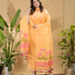 Marigold Orange Muslin Jamdani 2-Piece Set Kurti & Dupatta (UNSTITCHED) -768