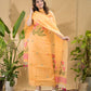 Marigold Orange Muslin Jamdani 2-Piece Set Kurti & Dupatta (UNSTITCHED) -768