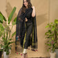 Coal Black Jamdani 2-Piece Set Kurti & Dupatta (UNSTITCHED) -717