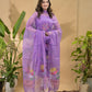 Amethyst Lavender | Handloom Jamdani Muslin Unstitched 2-Piece Kurti | Tantuj Design