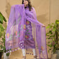 Amethyst Lavender | Handloom Jamdani Muslin Unstitched 2-Piece Kurti | Tantuj Design