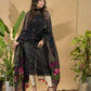 Rich Black Muslin Jamdani 2-Piece Set Kurti & Dupatta (UNSTITCHED) -721