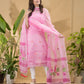 Rose Pink Muslin Jamdani 2-Piece Set Kurti & Dupatta (UNSTITCHED) -692