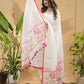 Light White Muslin Jamdani 2-Piece Set Kurti & Dupatta (UNSTITCHED) -761