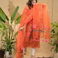 Fire Orange Muslin Jamdani 2-Piece Set Kurti & Dupatta (UNSTITCHED) -732