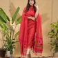 Chilli Red Jamdani 2-Piece Set Kurti & Dupatta (UNSTITCHED) -770