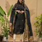 Dark Black Muslin Tissue Jamdani 2-Piece Set Kurti & Dupatta (UNSTITCHED) -775