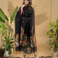 Coal Black Linen Jamdani 2-Piece Set Kurti & Dupatta (UNSTITCHED) -786