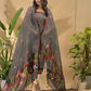 Smoke Black Linen Jamdani 2-Piece Set Kurti & Dupatta (UNSTITCHED) -736