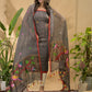 Smoke Black Linen Jamdani 2-Piece Set Kurti & Dupatta (UNSTITCHED) -736