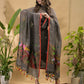 Smoke Black Linen Jamdani 2-Piece Set Kurti & Dupatta (UNSTITCHED) -736