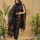Dark Black Muslin Jamdani 2-Piece Set Kurti & Dupatta (UNSTITCHED) -794