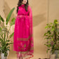 Hot Pink Muslin Jamdani 2-Piece Set Kurti & Dupatta (UNSTITCHED) -778