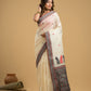 Tussar Silk Jamdani Saree With Cream White - 030