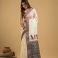 Tussar Silk Jamdani Saree With Cream White - 030