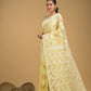 Pale Yellow Cotton Silk Jamdani Saree - 021