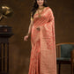 Floral woven design Silk blend Jacquard Saree | Pastel Red
