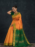Handloom Korvai Silk Cotton Saree  |  Mustard Yellow