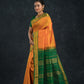 Handloom Korvai Silk Cotton Saree  |  Mustard Yellow