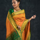 Handloom Korvai Silk Cotton Saree  |  Mustard Yellow