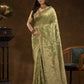Floral woven design Silk blend Jacquard Saree | Jade Green