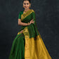 Handloom Korvai Silk Cotton Saree  |  Moss Green