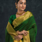 Handloom Korvai Silk Cotton Saree  |  Moss Green