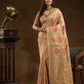 Floral woven design Silk blend Jacquard Saree | Desert Brown
