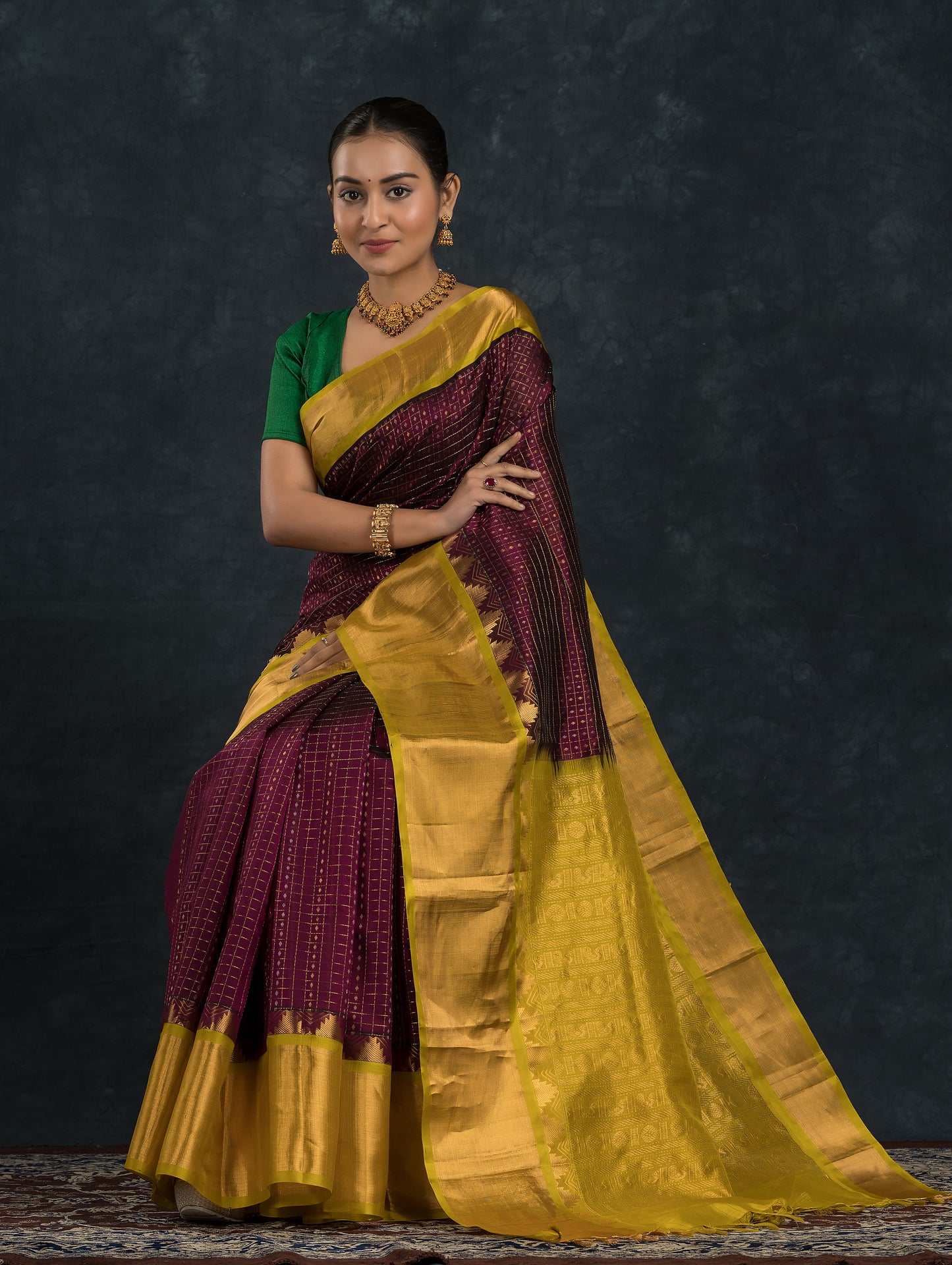Handloom Handloom Silk Cotton Saree  |  Burgundy Red