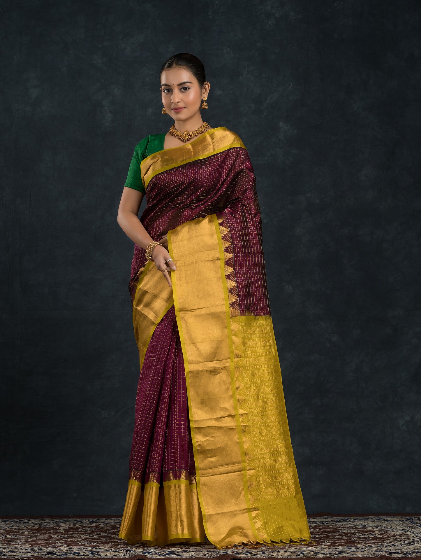 Handloom Handloom Silk Cotton Saree  |  Burgundy Red