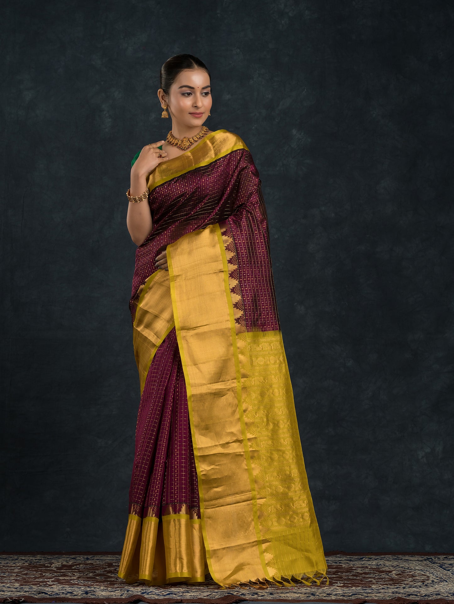 Handloom Handloom Silk Cotton Saree  |  Burgundy Red