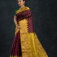 Handloom Handloom Silk Cotton Saree  |  Burgundy Red