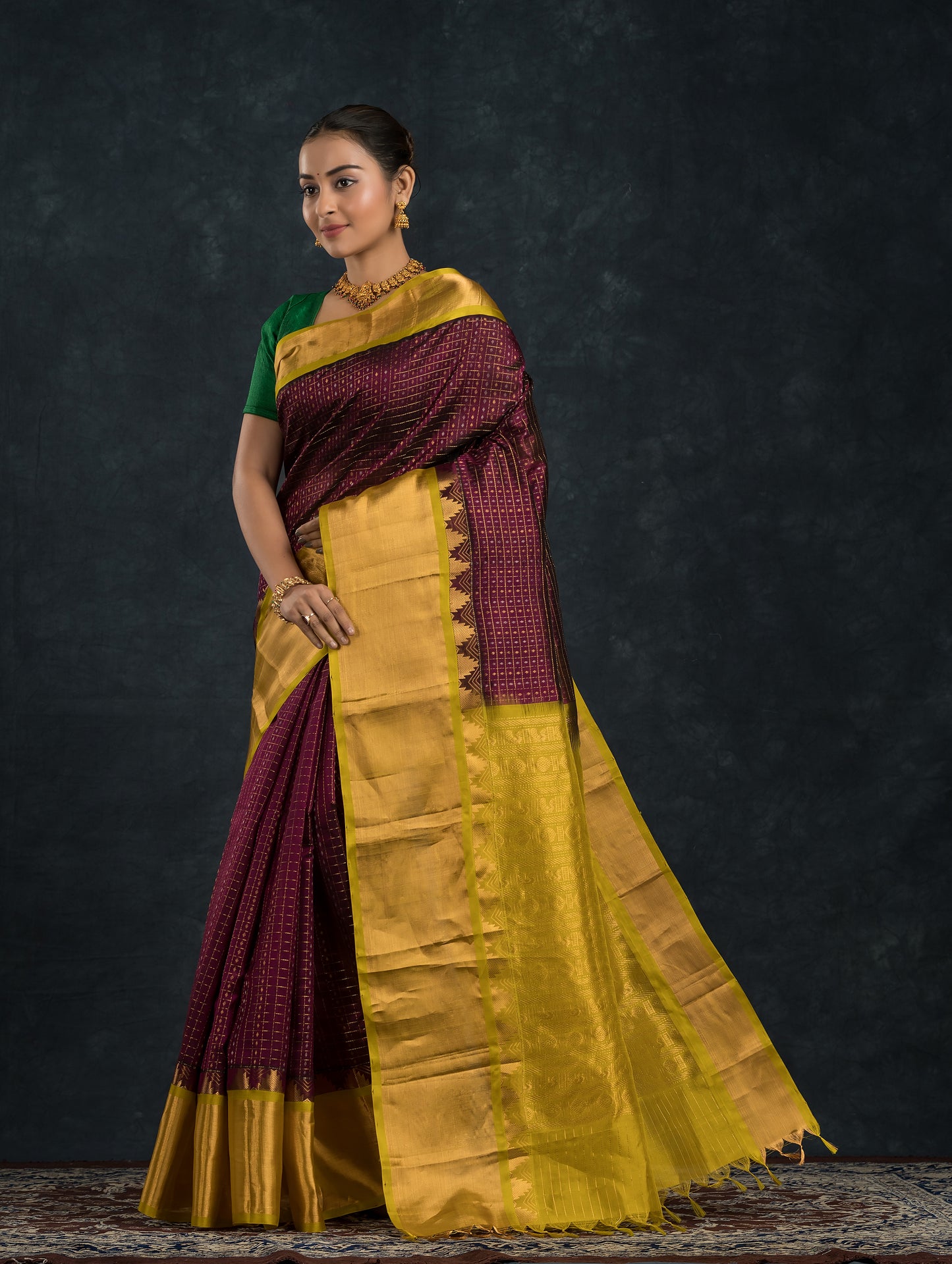 Handloom Handloom Silk Cotton Saree  |  Burgundy Red