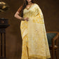 Chanderi Cotton Ethnic Motifs Saree | Pale Yellow