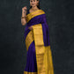 Handloom Korvai Silk Cotton Saree  |  Navy Blue