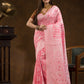 Chanderi Cotton Ethnic Motifs Saree | Rose Pink